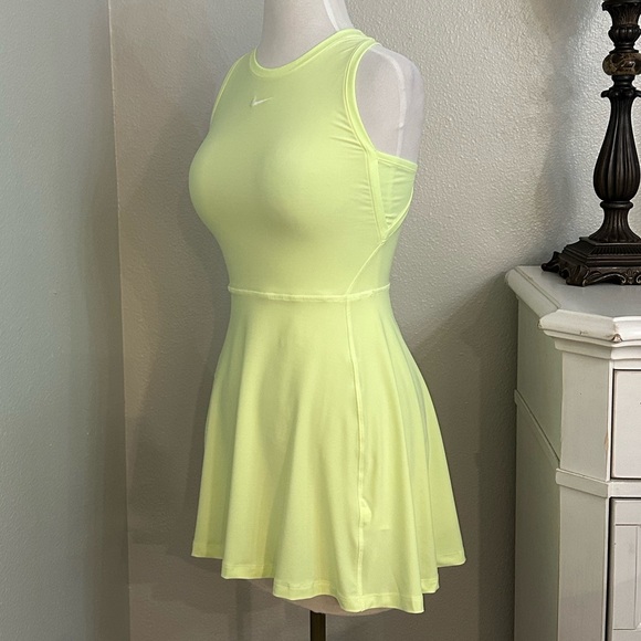 Nike Victory Summer Tennis Mini Dress Volt Lime Yellow Racerback Size XS - Picture 2 of 10